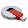 USB-Flash накопитель (флешка) в форме серого круга с красной вставкой, 2 Gb
