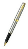 Ручка-роллер Parker Sonnet T527, цвет: St. Steel GT, стержень: Fblack