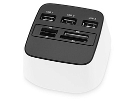 USB Hub на 3 порта со встроенным картридером  для карт SD, TF, MS и M2 (белый; чёрный)