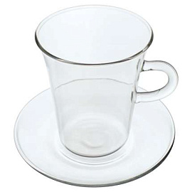Чашка с блюдцем Glass Duo, объём 250 мл (Прозрачный)