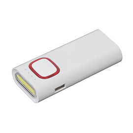Зарядное устройство с ультраярким LED-фонариком и подсветкой логотипа, 4400 mAh (Красный; Белый)