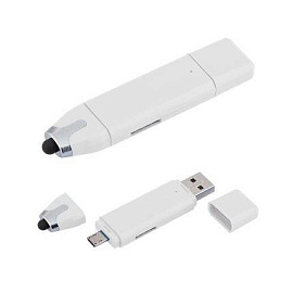 Флеш-карта USB 8 GB (с картридером micro SD, USB и mini USB-портами) (Белый)
