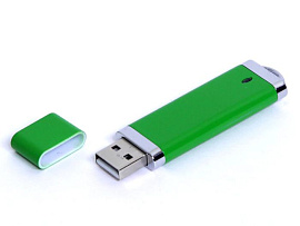 Прямоугольная флешка 4 Гб.Серебряный, USB2.0 (Зелёный)