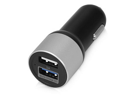 Адаптер автомобильный USB с функцией быстрой зарядки QC 3.0 TraffIQ, черный/серебристый (Чёрный; Серебряный)