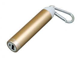 Универсальное зарядное устройство power bank 2200 Mah круглой формы с карабином (Золотой)