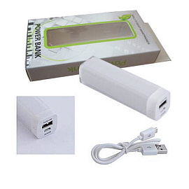 Универсальное зарядное устройство power bank PB036 , ёмкость 2800 mah, цвет чёрный (Белый)