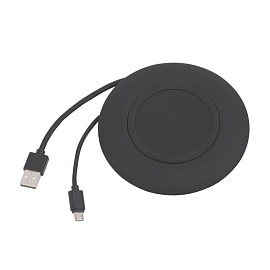 Настольное беспроводное зарядное устройство "Light SOFTTOUCH" с подсветкой логотипа, цвет черный (Чёрный)