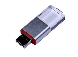 Флеш-накопитель промо прямоугольной формы, выдвижной механизм. 16 Гб., USB2.0 (Красный)