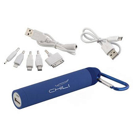 Источник энергии "Minty" 2800 mAh с карабином (Тёмно-синий; Серебряный)