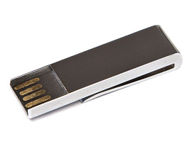 USB-Flash накопитель (флешка) в виде зажима для купюр в металлическом корпусе, модель Money-Keeper,  (Серебряный)