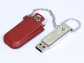 Флешка с кожаным чехлом 8 Гб. Коричневый, USB2.0 (Коричневый)