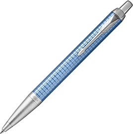 Ручка шариковая Parker IM Premium Dark Espresso Chiselled CT (Голубой; Серебряный)