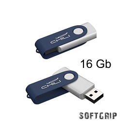 Флеш-карта "Vostok", объем памяти 16 GB, с покрытием soft touch, цвет чёрный (Тёмно-синий)