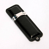 USB-Flash накопитель (флешка) в кожаном корпусе с металлическими вставками, модель 215, объем памяти