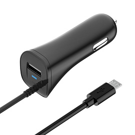 АЗУ microUSB 2в1, 2.1А, OLMIO, (Чёрный)