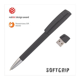 Ручка с флеш-картой USB 16 GB "TURNUS soft grip M" (Чёрный)
