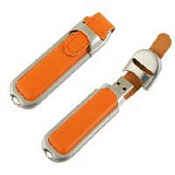 USB-Flash накопитель (флешка) "Heritage" в кожаном корпусе с металлическими вставками, 4 Gb, оранжев