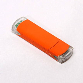 USB-Flash накопитель (флешка) из алюминия с прозрачными пластиковыми вставками, модель 014, объем па (Оранжевый)