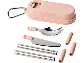 Столовый прибор Giles из пшеничной соломы с открывалкой для бутылок, light pink (Розовый)