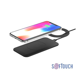 Настольное беспроводное зарядное устройство "Slim SOFTTOUCH", цвет чёрный (Чёрный)