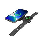Складная беспроводная (15W) зарядная станция "I-Fold" для смартфона, часов/наушников, цвет чёрный