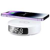 Часы с беспроводной зарядкой Dovel 3в1, белые