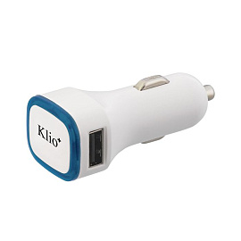 Автомобильное зарядное устройство TWINPOWER с 2-мя разъёмами USB, цвет белый с синим (Белый; Синий)