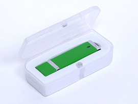 Прямоугольная флешка 64 Гб.Серебряный, USB2.0 (Зелёный)
