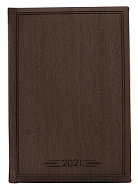 Ежедневник датированный 2021 Infolio Wood тёмно-коричневый, обложка твердая с поролоном, размер А5 (тёмно-коричневый)