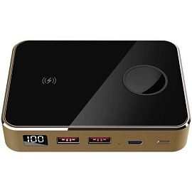 Внешний аккумулятор, золотой - Prestigio Graphene PD  Watch Edition, fast charding powerbank 10000 м (Золотой; чёрный)