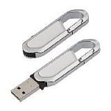 Флеш-карта USB 8 GB с карабином, белая