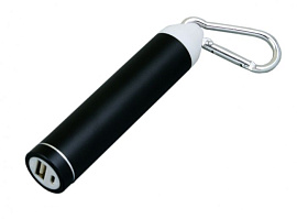 Универсальное зарядное устройство power bank 2200 Mah круглой формы с карабином (Чёрный)