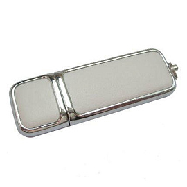 USB-Flash накопитель (флешка) в компактном металлическом корпусе с кожаными вставками, модель 213, о (Белый)