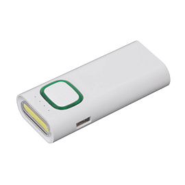 Зарядное устройство с ультраярким LED-фонариком и подсветкой логотипа, 4400 mAh (Зелёный; Белый)