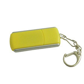 USB-Flash накопитель - брелок (флешка) прямоугольной формы из пластика с выдвижным механизмом, модел (Жёлтый)