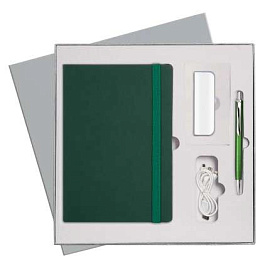 Подарочный набор Portobello/BtoBook Summer time зеленый (Ежедневник недат А5, Ручка, Power Bank) (Серый)