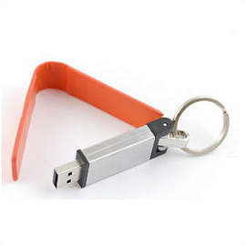 USB-Flash накопитель - брелок (флешка) "Leather Magnet" в металлическом корпусе, 8 Gb (Оранжевый)