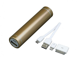 Универсальное зарядное устройство power bank круглой формы. черный 2600 Mah (Золотой)