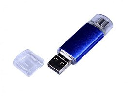 Флеш-накопитель c разъемами MicroUSB и TypeC, 16Гб (Синий)