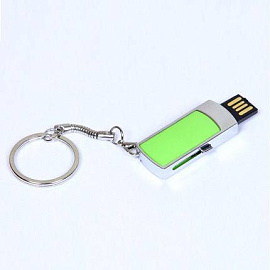 USB-Flash накопитель - брелок (флешка) с выдвижным мини чипом, модель 401, 16 Gb (Зелёный)