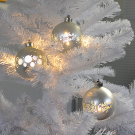 Vintage Glowing Ball - стеклянный елочный  шар под гравировку с подсветкой  вашего логотипа, диаметр (Серебряный)