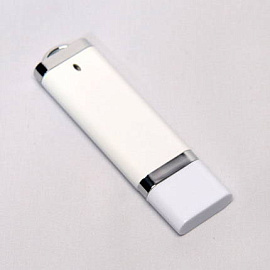 USB-Flash накопитель (флешка) из пластика классической прямоугольной формы, модель 002, объем памяти (Белый)