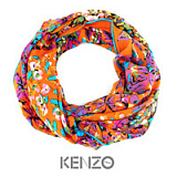Платок KENZO, "Этюд", 140x140 см, 100% шерсть, в подарочной упаковке