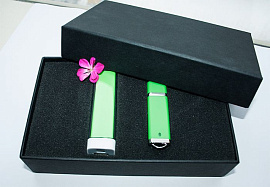 Набор 4. красный цвет. Power bank и флешка 64 гб (Зелёный)
