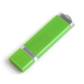 USB-Flash накопитель (флешка) из пластика классической прямоугольной формы, модель 002, объем памяти (Зелёный)