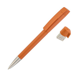 Ручка с флеш-картой USB 8GB "TURNUS M", цвет белый с тёмно-зелёным (Оранжевый)