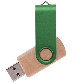 Флешка TWIST WOOD COLOR (Бежевый; Зелёный)