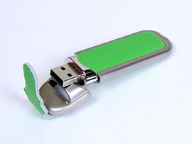 Флешка с кожаным чехлом 4 Гб.Коричневый, USB2.0 (Зёлёный)