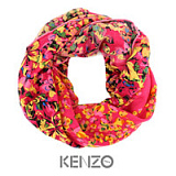 Платок KENZO, "Блюз", 140x140 см, 100% шерсть, в подарочной упаковке