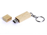 USB-Flash накопитель - брелок в деревянном корпусе прямоугольной формы с металл. кольцом, Wood2, 32 